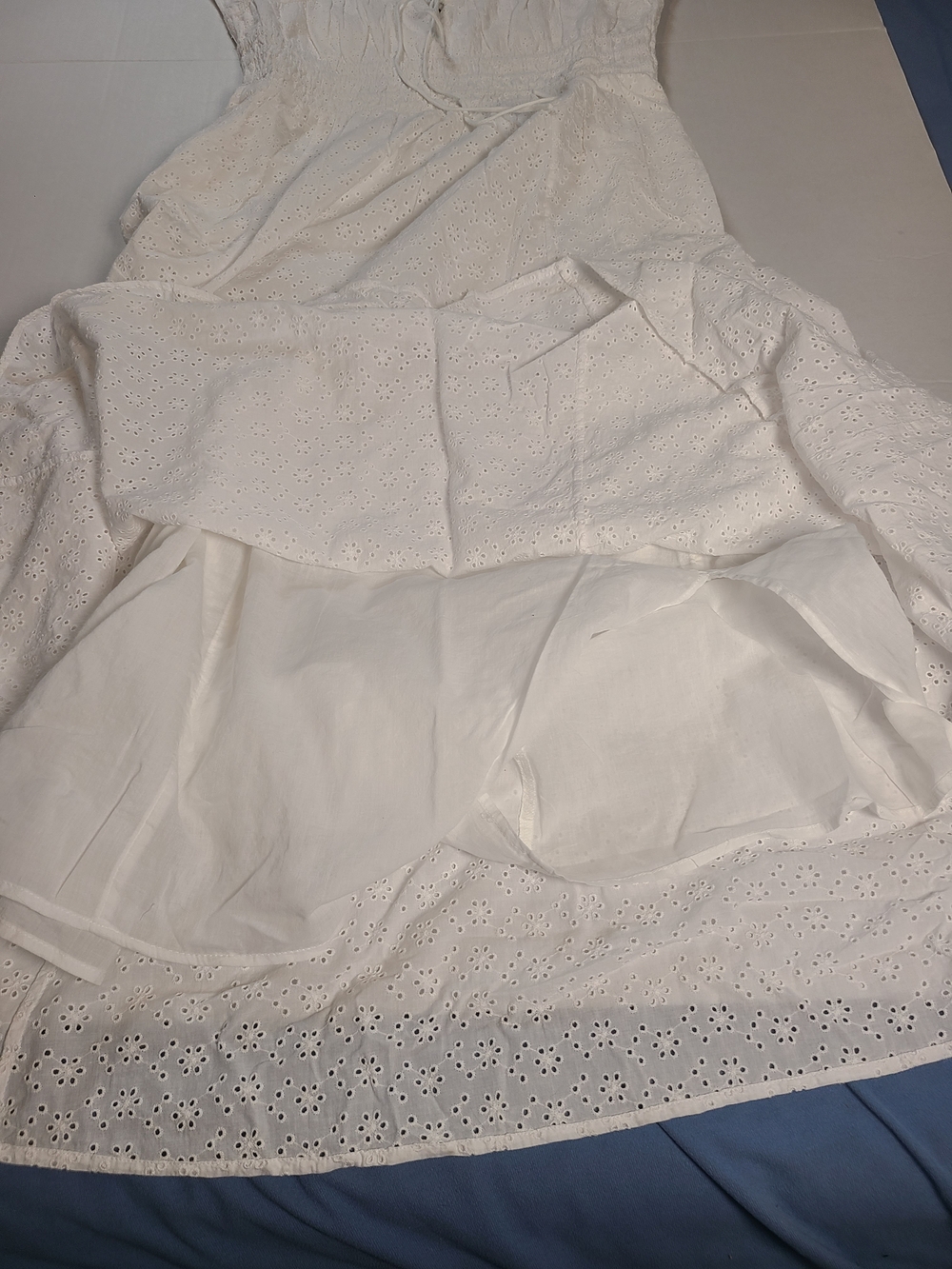 The Drop Melody Cap Sleeve Womens White Eyelet Midi Tie Front Dress  NWT Medium - Picture 11 of 11